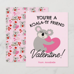 Pequeña Tarjeta escolar del Día de San Valentín del oso ko