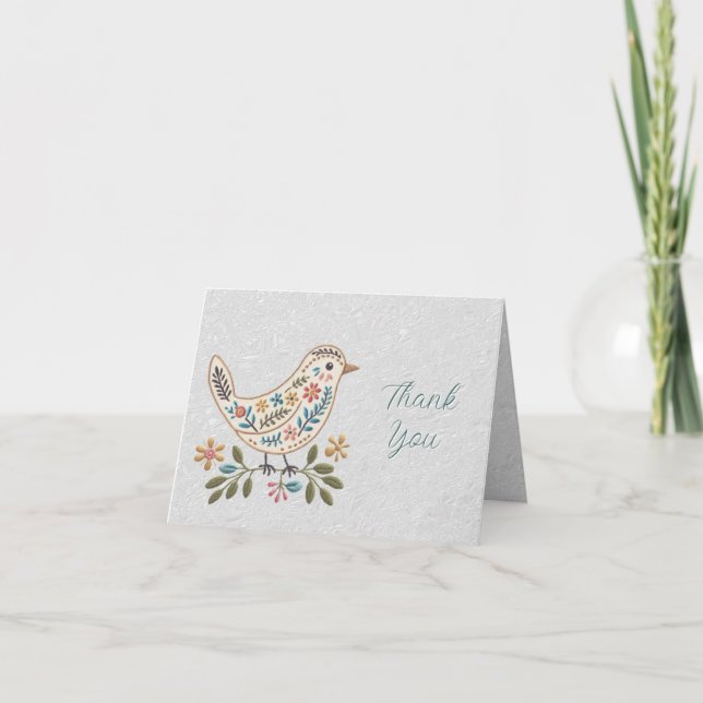 Pequeña tarjeta floral de color pájaro (Anverso)