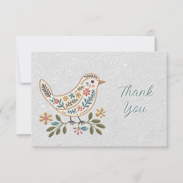 Pequeña tarjeta floral de color pájaro (Anverso)