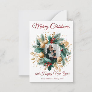 Pequeña Tarjeta fotográfica Wreath de Navidades personaliz