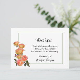 Pequeña Tarjeta funeral de agradecimiento - Rosas Amarilla