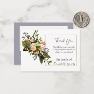 Pequeña Tarjeta funeraria de simpatía por foto de flor de 