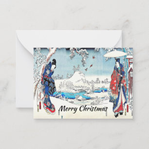 Pequeña Tarjeta japonesa de Navidades de invierno
