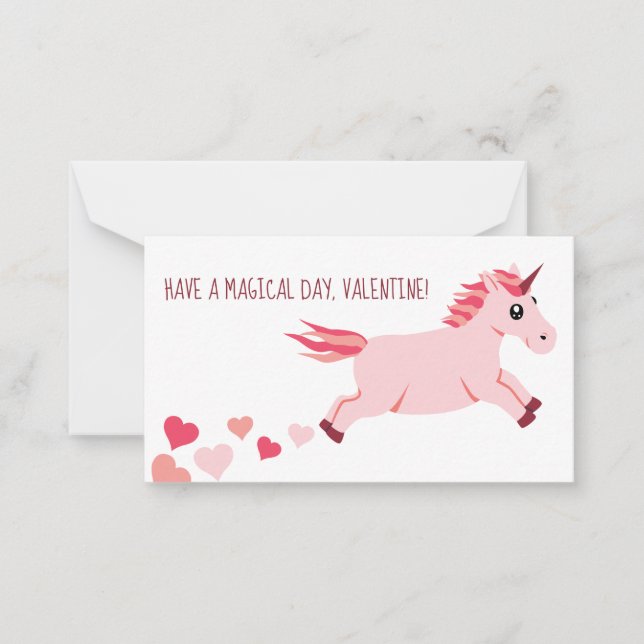 Pequeña Tarjeta Mini El día de San Valentín De Unicornio R (Anverso)