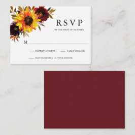 Pequeña Tarjeta Mini RSVP Boda de girasol floral de estilo
