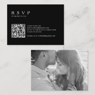 Pequeña Tarjeta Mini RSVP de Boda de código QR de foto neg
