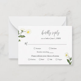Pequeña Tarjeta Mini RSVP de Boda Rústico Floral de margar