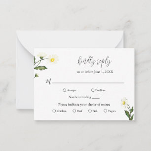 Pequeña Tarjeta Mini RSVP de Boda Rústico Floral de margar