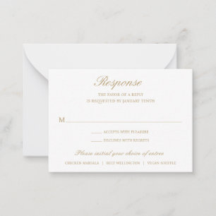Pequeña Tarjeta Mini RSVP de Boda tradicional formal de or