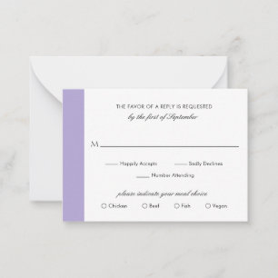 Pequeña Tarjeta Mini RSVP para Boda púrpura de lavadora di