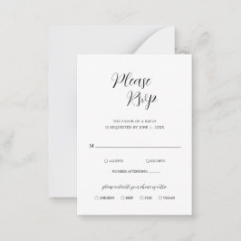 Pequeña Tarjeta Mini RSVP simple Boda contemporáneo