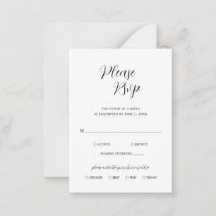 Pequeña Tarjeta Mini RSVP simple Boda contemporáneo