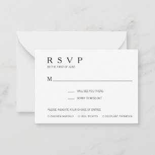 Pequeña Tarjeta Mini RSVP simple y moderna de Boda