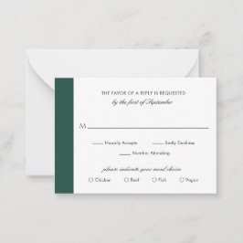 Pequeña Tarjeta mínima de Boda verde esmeralda Mini RSVP