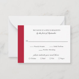 Pequeña Tarjeta minimalista elegante de Boda rojo Mini RSV