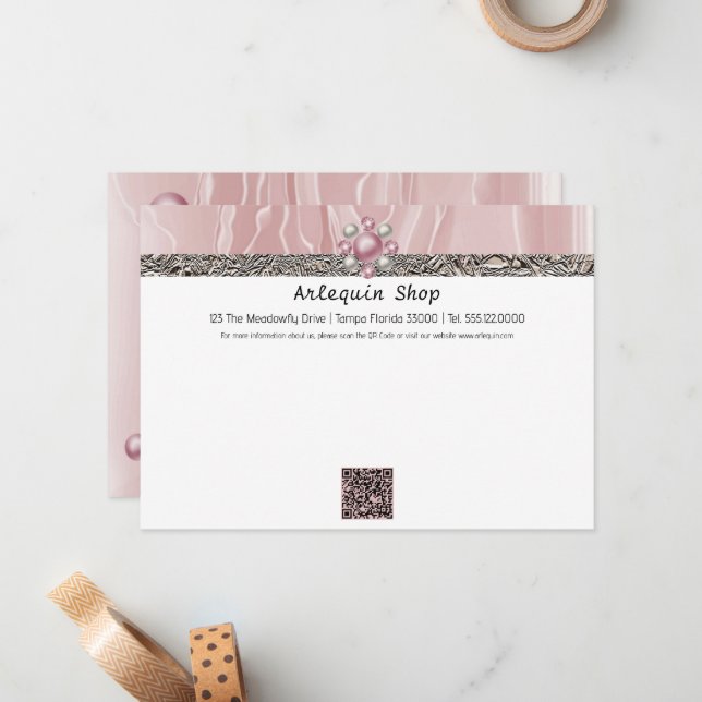 Pequeña Tarjeta moderna de código QR Dusty Rose con lámina (Anverso/Reverso In Situ)
