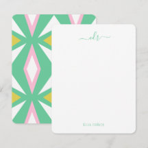 Tarjeta monográfica de diamantes rosa y verde