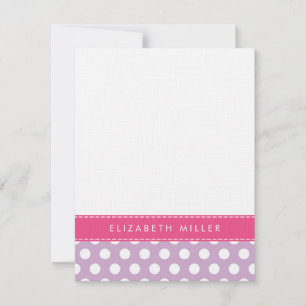 Pequeña Tarjeta Monograma de puntos de Polka Lilac y Cinta