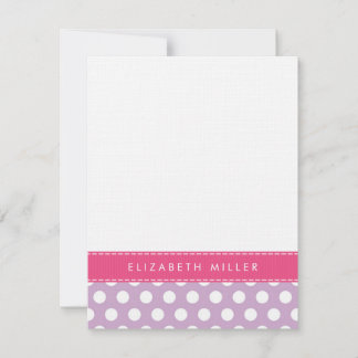 Pequeña Tarjeta Monograma de puntos de Polka Lilac y Cinta