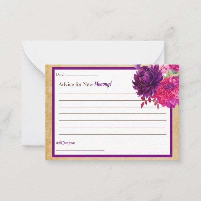 Pequeña Tarjeta morada de Baby Shower Boho para mamá (Anverso)