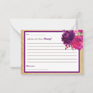 Pequeña Tarjeta morada de Baby Shower Boho para mamá