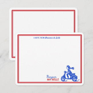 Pequeña Tarjeta Personalizada Bonjour Ma Belle Scooter Fra