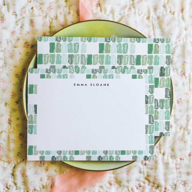 Pequeña Tarjeta Personalizada con Joya Pintada de Verde Es (Emerald Green Painted Jewel Personalized Note Card)