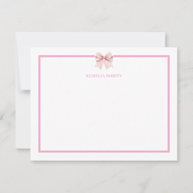 Pequeña Tarjeta Personalizada Coquette con Lazo Rosa (Anverso)
