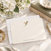Tarjeta personalizada de colibrí con acuarela vint