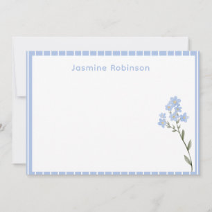 Pequeña Tarjeta personalizada de rayas azules con flores e