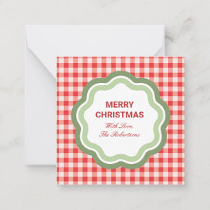 Pequeña Tarjeta personalizada de regalo de cuadros rojos p