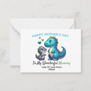 Pequeña Tarjeta personalizada del Día de la Madre con dino