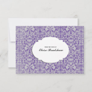 Pequeña Tarjeta personalizada Vintage Purple Damask
