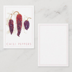 Pequeña Tarjeta plana CHILI PEPPERS 2.5x3.5 + texto
