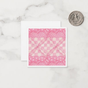 Pequeña Tarjeta plana cuadrada PINK HEART QUILE DE 2,5"