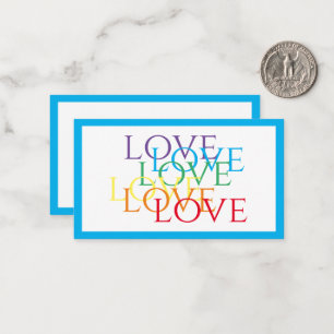 Pequeña Tarjeta plana de 3.5x2 para AMOR DE RAINBOW / Azul