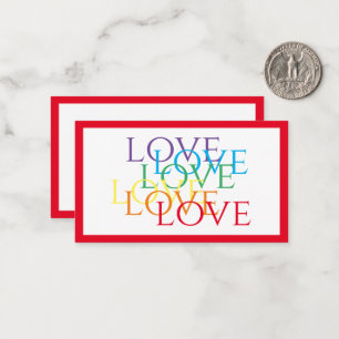 Pequeña Tarjeta plana de 3.5x2 para AMOR DE RAINBOW / Rojo
