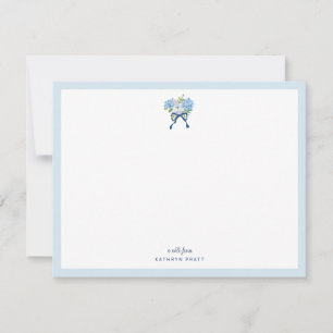 Pequeña Tarjeta plana de acuarela azul elegante de hortens