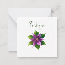 Tarjeta plana de agradecimiento de flor de acuarel