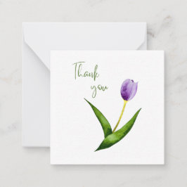 Pequeña Tarjeta plana de agradecimiento de tulipán púrpura
