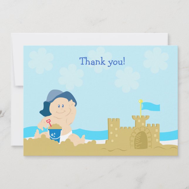Pequeña Tarjeta plana de castillo de arena para bebé de pl (Anverso)