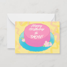 Pequeña Tarjeta plana de cumpleaños de pastel rosa encanta