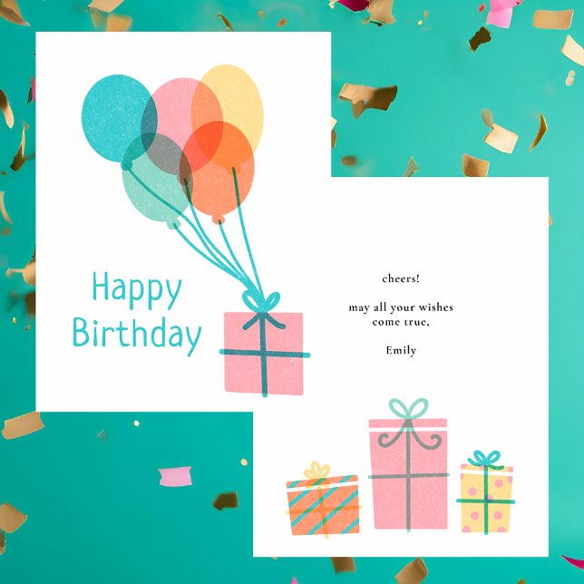 Pequeña Tarjeta plana de cumpleaños feliz de color moderna (Subido por el creador)