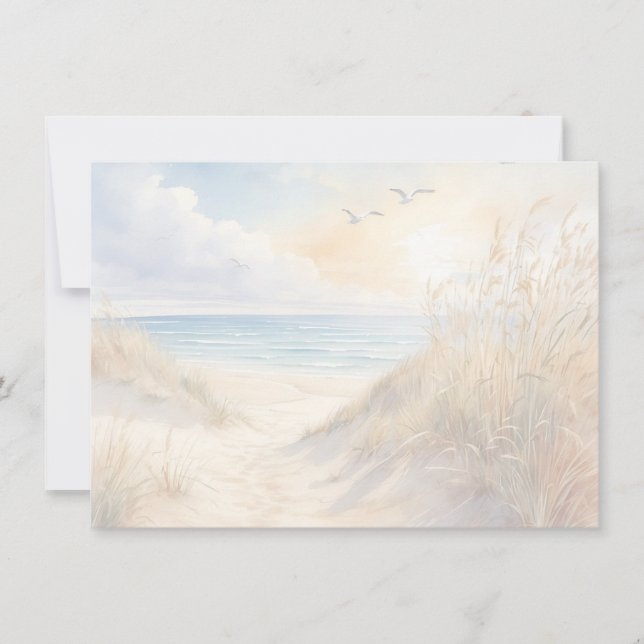 Pequeña Tarjeta plana de escena de playa (Anverso)