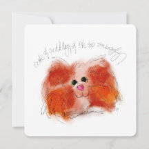 Tarjeta plana de gato peludo lindo y acogedor