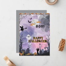 Tarjeta plana de Halloween - Tarjeta de saludo esp