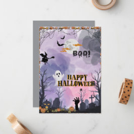 Pequeña Tarjeta plana de Halloween - Tarjeta de saludo esp