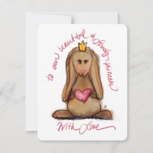 Pequeña Tarjeta plana de la linda princesa conejito adorab