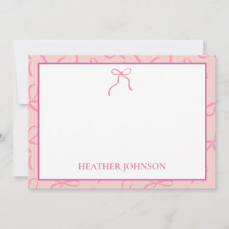 Pequeña Tarjeta plana de lazos rosados con nombre personal