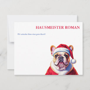 Pequeña Tarjeta plana de Navidad de Santa con Bulldog Fran